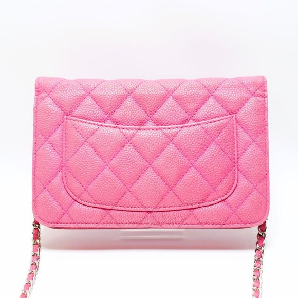 Authentic CHANEL Classic Pink Caviar Leather Wallet on Chain Crossbody Bag Purse - Picture 3 of 15